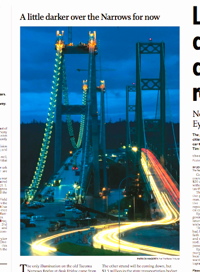 Narrows bridge lights darker, The News Tribune